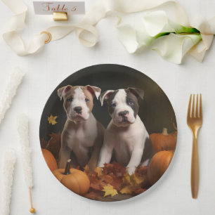 Assiettes En Carton American Staffordshire Puppy Automne Délice