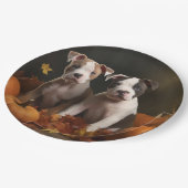 Assiettes En Carton American Staffordshire Puppy Automne Délice (Angle)