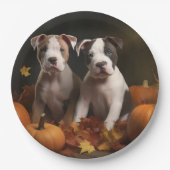 Assiettes En Carton American Staffordshire Puppy Automne Délice (Devant)