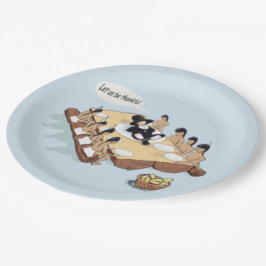 Assiettes En Carton Amérindien Thanksgiving Personnalisé (Angle)