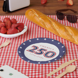 Assiettes En Carton Amérique 250 Patriotique