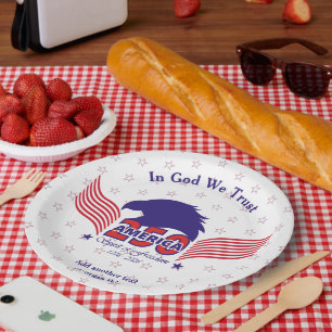 Assiettes En Carton Amérique 250e-Esprit de liberté-Blanc-Modifier le