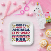 Assiettes En Carton Amérique 250e plaque papier 4 juillet (Fête)
