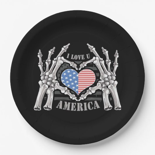 Assiettes En Carton Amérique Skeleton Skin Main Arche Couche modifiabl (Devant)