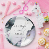 Assiettes En Carton Améthyste Abstrait de fumée bleue Dusty (Fête)