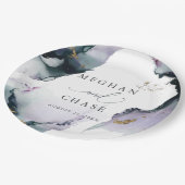 Assiettes En Carton Améthyste Abstrait de fumée bleue Dusty (Angle)