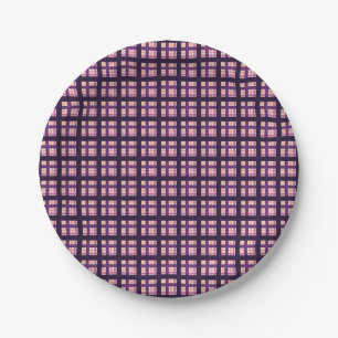 Assiettes En Carton Améthyste Peach rose violet Lilac Striac Plaid