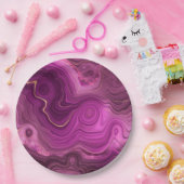 Assiettes En Carton Améthyste Violet Et Agate Abstrait Or (Fête)
