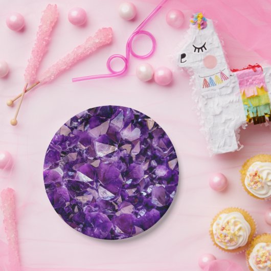 Assiettes En Carton Améthyste Violet Géode Géode Plaque en papier (Fête)