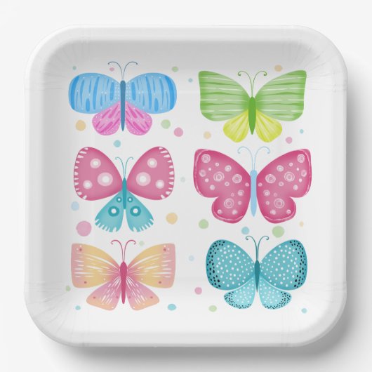 Assiettes En Carton Amis Colorés de Flutter (Recto)