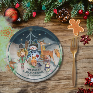 Assiettes En Carton Amis de Noël magique personnalisés