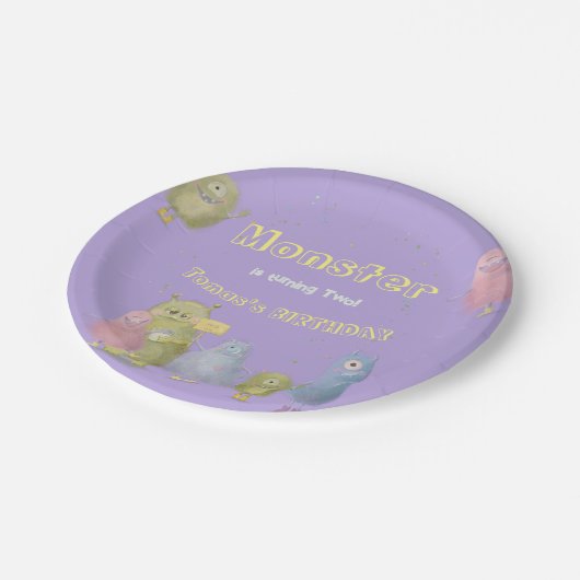 Assiettes En Carton Amis Funny Monstres anniversaire (Angle)