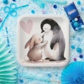 Assiettes En Carton Amitié Bunny et Penguin (Fête)