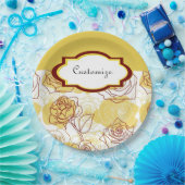 Assiettes En Carton Amitié & Joie Plaques en papier Roses Jaunes (Fête)