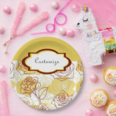 Assiettes En Carton Amitié & Joie Plaques en papier Roses Jaunes (Fête)