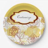 Assiettes En Carton Amitié & Joie Plaques en papier Roses Jaunes (Devant)