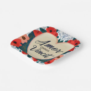Assiettes En Carton Amor Omnia Vincit - citation