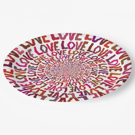 Assiettes En Carton Amour amour amour mauve rose pêche burgundy (Angle)