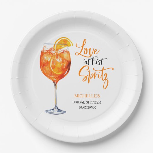 Assiettes En Carton Amour au premier Spritz Cocktail d'été pour EVJF (Devant)