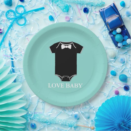 Assiettes En Carton Amour bébé petit homme Tuxedo Sprinkle Shower Part (Fête)