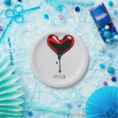 Assiettes En Carton amour coeur monogramme nom simple moderne minimal (Fête)