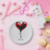 Assiettes En Carton amour coeur monogramme nom simple moderne minimal (Fête)