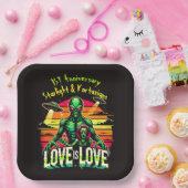 Assiettes En Carton Amour cosmique entre deux Aliens (Fête)