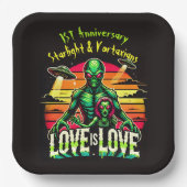 Assiettes En Carton Amour cosmique entre deux Aliens (Recto)