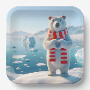 Assiettes En Carton Amour de l'ours polaire