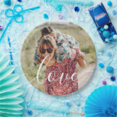 Assiettes En Carton Amour de script photo personnalisé (Fête)