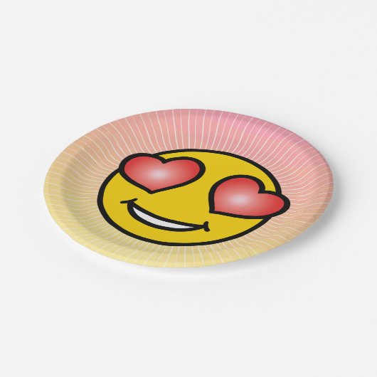 Assiettes En Carton Amour Emoji (Angle)