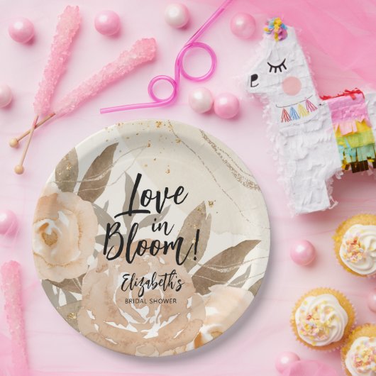 Assiettes En Carton Amour en fleur de chair rustique en fleurs (Fête)