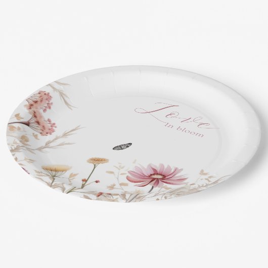Assiettes En Carton Amour en fleur Douche nuptiale (Angle)