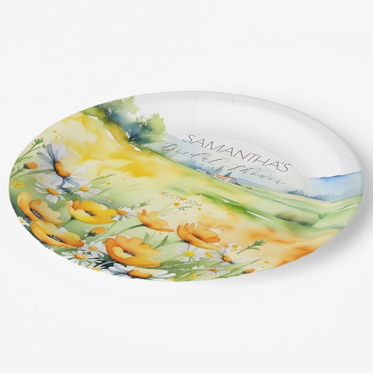 Assiettes En Carton Amour en fleurs printemps fleur nuptiale douche (Angle)