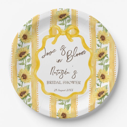 Assiettes En Carton Amour en fleurs tournesols nuptiale douche monogra (Devant)