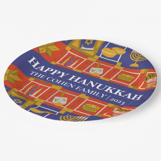 Assiettes En Carton Amour et lumière | Famille Hanoukka simple et élég (Angle)