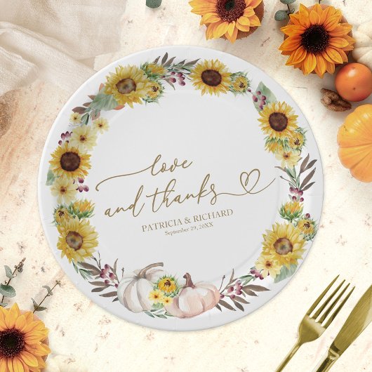 Assiettes En Carton Amour Et Merci Mariage Citrouille Sunflower