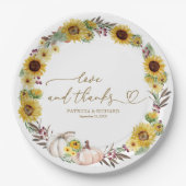 Assiettes En Carton Amour Et Merci Mariage Citrouille Sunflower (Devant)