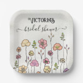 Assiettes En Carton Amour fleur sauvage en Fête des mariées fleurie (Recto)