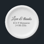 Assiettes En Carton Amour & merci ajouter nom du couple mariage ajoute<br><div class="desc">Pour les amoureux comme nous</div>