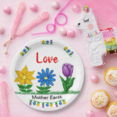 Assiettes En Carton Amour Mère Terre Fleurs Jardin Blanc (Fête)