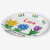 Assiettes En Carton Amour Mère Terre Fleurs Jardin Blanc (Angle)