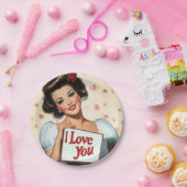Assiettes En Carton Amour rétro (Fête)
