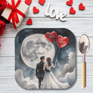 Assiettes En Carton Amour romantique sur Cloud Neuf Mariage Fairytale