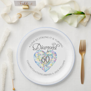 Assiettes En Carton Amour si fort Diamond Anniversaire de fête