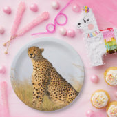 Assiettes En Carton Amoureux des chats cheetah photo (Fête)