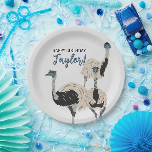 Assiettes En Carton Amoureux des oiseaux Emus Party personnalisée (Fête)
