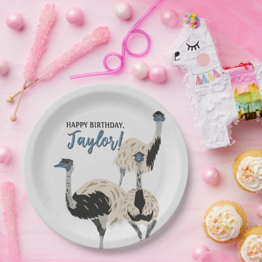 Assiettes En Carton Amoureux des oiseaux Emus Party personnalisée (Fête)