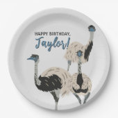 Assiettes En Carton Amoureux des oiseaux Emus Party personnalisée (Devant)