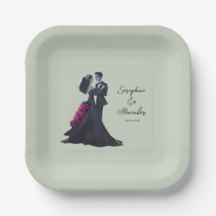 Assiettes En Carton Amoureux gothiques romantiques Mariage élégant